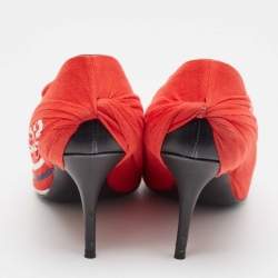 مملوكة مسبقًا حذاء كعب عالي بالنسياغا نيف قماش وشعار باللون الأحمر والأسود جلد مقاس 40