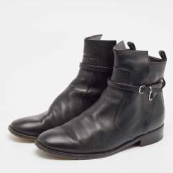 مملوكة مسبقًا Balenciaga Black Leather Ankle Length Boots Size 40