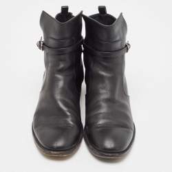 مملوكة مسبقًا Balenciaga Black Leather Ankle Length Boots Size 40