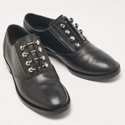 Balenciaga Black Leather Studded Oxfords Size 37