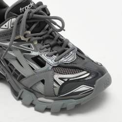 Pre Owned Balenciaga Grey Mesh and Rubber Track Low Top Sneakers Size 37