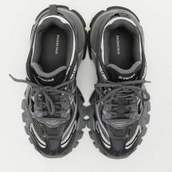 Pre Owned Balenciaga Grey Mesh and Rubber Track Low Top Sneakers Size 37