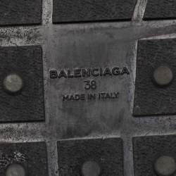 Pre Owned Balenciaga Blue Leather, Mesh and Suede Race Runner Low Top Sneakers Size 38