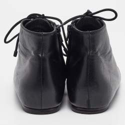 Balenciaga Black Leather Ankle Length Boots Size 40