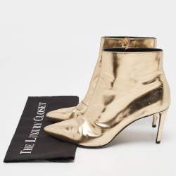 Balenciaga Gold Leather Ankle Length Boots Size 41