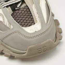 Balenciaga Grey Faux Leather and Mesh Track Lace Up Sneakers Size 38