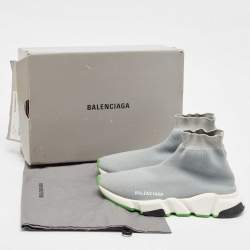 Balenciaga Grey Knit Fabric Speed Trainer Sneakers Size 38