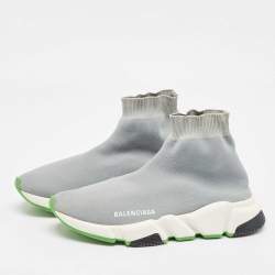 Balenciaga Grey Knit Fabric Speed Trainer Sneakers Size 38