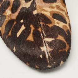 Balenciaga Brown Leopard Print Calf Hair Ankle Boots Size 39.5