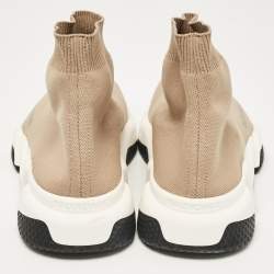 Balenciaga Beige Knit Fabric Speed High Top Sneakers Size 38