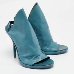 Balenciaga Blue Leather Glove Slingback Sandals Size 39.5