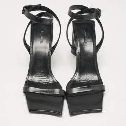 Pre Owned Balenciaga Black Leather Ankle Strap Sandals Size 37.5