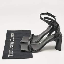 Pre Owned Balenciaga Black Leather Ankle Strap Sandals Size 37.5