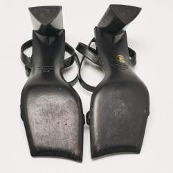 Pre Owned Balenciaga Black Leather Ankle Strap Sandals Size 37.5