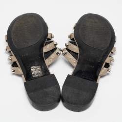 Balenciaga Grey Leather Arena Flat Sandals Size 39.5