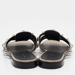 Balenciaga Grey Leather Arena Flat Sandals Size 39.5