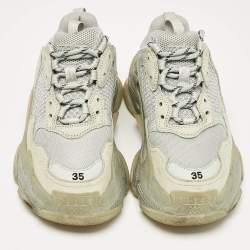 Balenciaga Grey Leather Mesh Triple S Low Top Sneakers Size 35