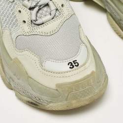Balenciaga Grey Leather Mesh Triple S Low Top Sneakers Size 35