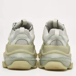 Balenciaga Grey Leather Mesh Triple S Low Top Sneakers Size 35