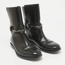 Balenciaga Black Leather Ankle Length Boots Size 41