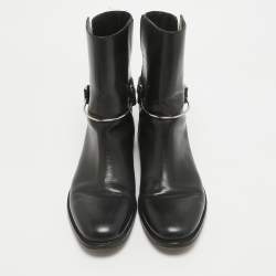 Balenciaga Black Leather Ankle Length Boots Size 41