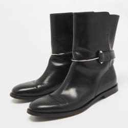 Balenciaga Black Leather Ankle Length Boots Size 41