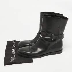 Balenciaga Black Leather Ankle Length Boots Size 41