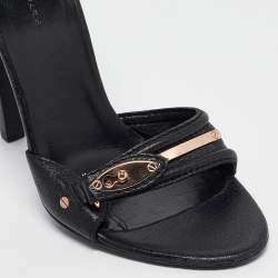 Balenciaga Black Leather Buckle Detail Ankle Strap Sandals Size 39