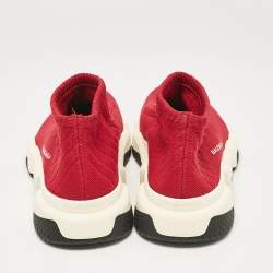 Balenciaga Red Knit Fabric Speed Trainer Slip On Sneakers Size 40