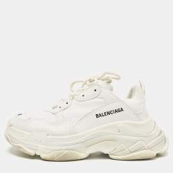 Balenciaga White Faux Leather Triple S Sneakers Size 40