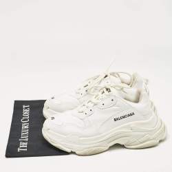 Balenciaga White Faux Leather Triple S Sneakers Size 40