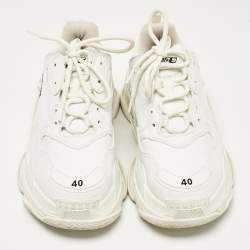 Balenciaga White Faux Leather Triple S Sneakers Size 40