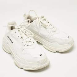 Balenciaga White Faux Leather Triple S Sneakers Size 40