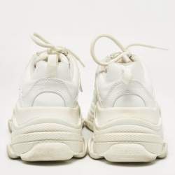 Balenciaga White Faux Leather Triple S Sneakers Size 40