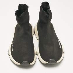 Pre Owned Balenciaga Black Knit Fabric Speed Trainer Slip On Sneakers Size 40