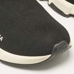 Pre Owned Balenciaga Black Knit Fabric Speed Trainer Slip On Sneakers Size 40
