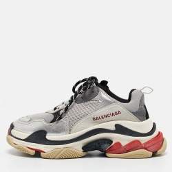Balenciaga Silver Faux Leather and Mesh Triple S Sneakers Size 38
