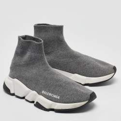 Balenciaga Grey Knit Fabric Speed Trainer Sneakers Size 38