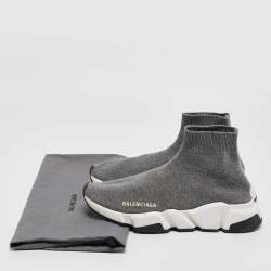 Balenciaga Grey Knit Fabric Speed Trainer Sneakers Size 38