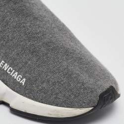 Balenciaga Grey Knit Fabric Speed Trainer Sneakers Size 38