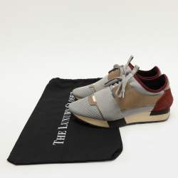 Balenciaga Multicolor Leather and Mesh Race Runner Low Top Sneakers Size 38