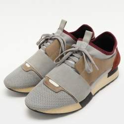 Balenciaga Multicolor Leather and Mesh Race Runner Low Top Sneakers Size 38