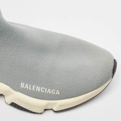 Balenciaga Grey Knit Fabric Speed Trainer Slip On Sneakers Size 39