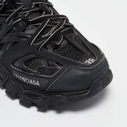 Pre Owned Balenciaga Black Faux Leather and Mesh Track Sneakers Size 39