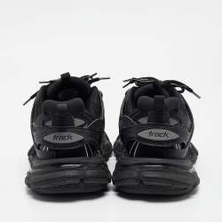 Pre Owned Balenciaga Black Faux Leather and Mesh Track Sneakers Size 39