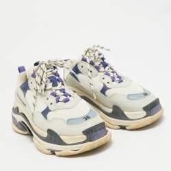 Pre Owned Balenciaga Multicolor Faux Leather and Mesh Triple S Lace Up Sneakers Size 38