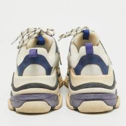 Pre Owned Balenciaga Multicolor Faux Leather and Mesh Triple S Lace Up Sneakers Size 38