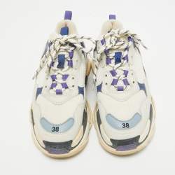 Pre Owned Balenciaga Multicolor Faux Leather and Mesh Triple S Lace Up Sneakers Size 38