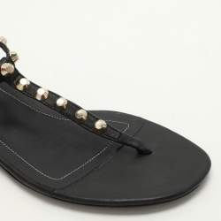 Balenciaga Black Leather Arena Flat Sandals Size 39