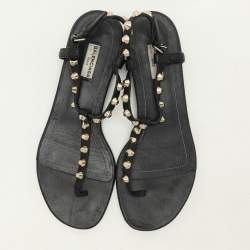 Balenciaga Black Leather Arena Flat Sandals Size 39